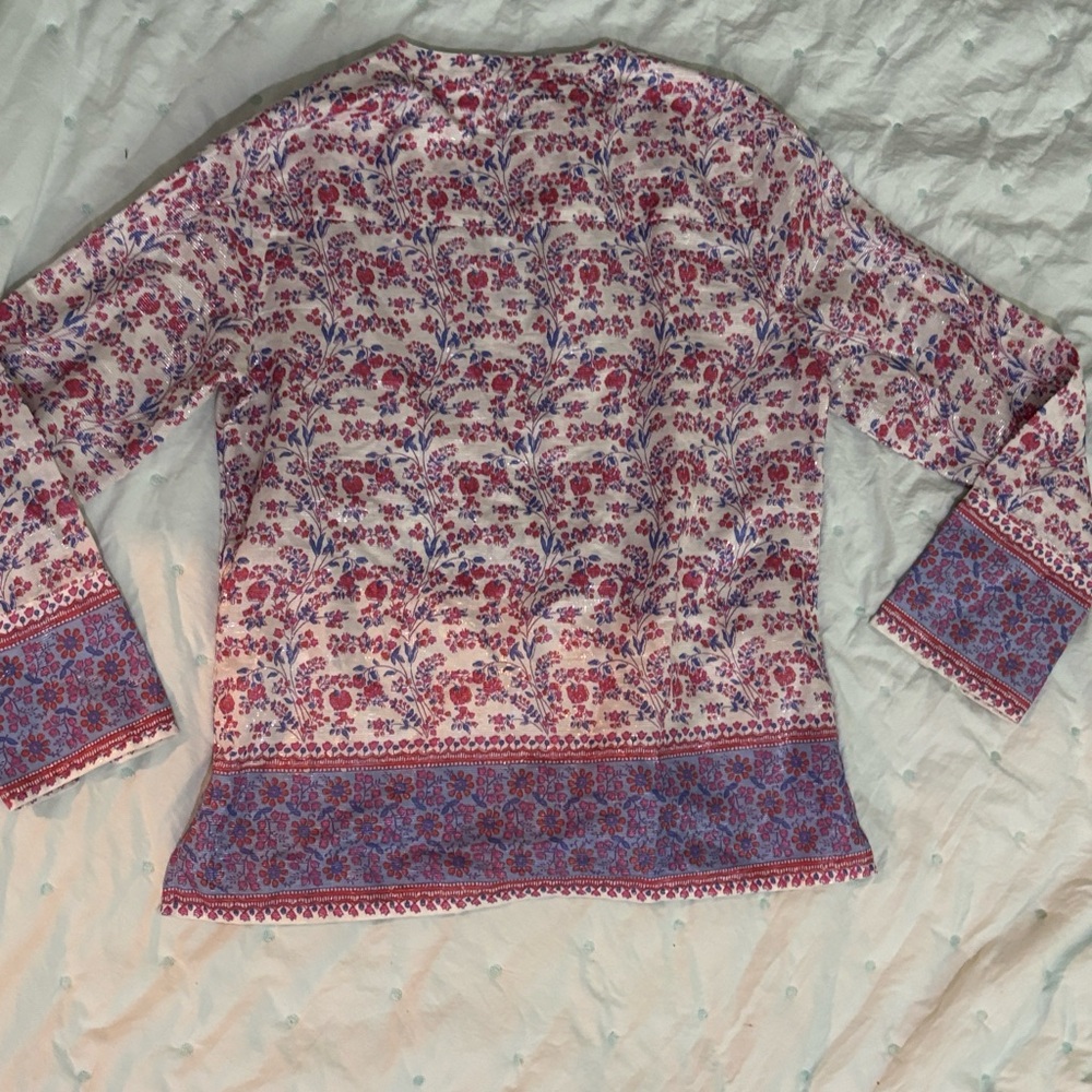 J. Crew Iris Block Print Popover Tunic Boho Blous… - image 8